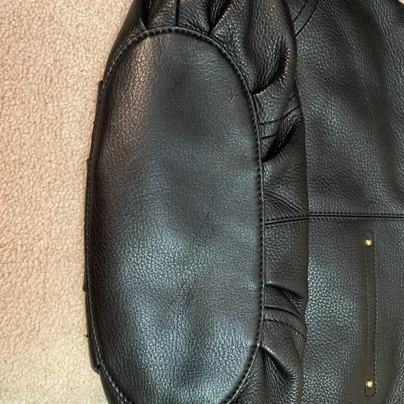 B. Makowsky black leather handbag with Brown leather strap. - Picture 4 of 5